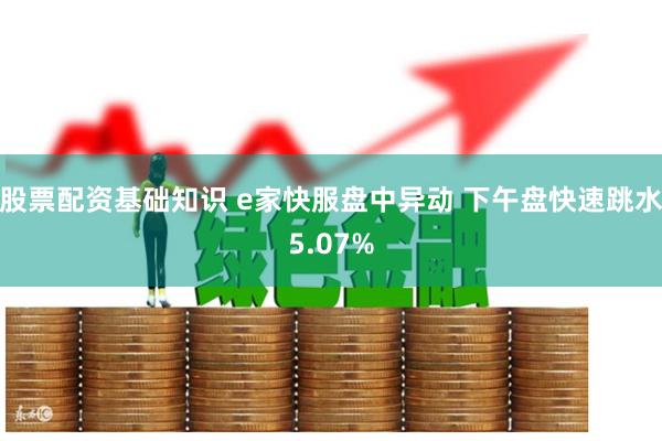 股票配资基础知识 e家快服盘中异动 下午盘快速跳水5.07%